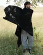 BLACK WOOL MEN SHAWL | JJID-SHAWL-W-9735