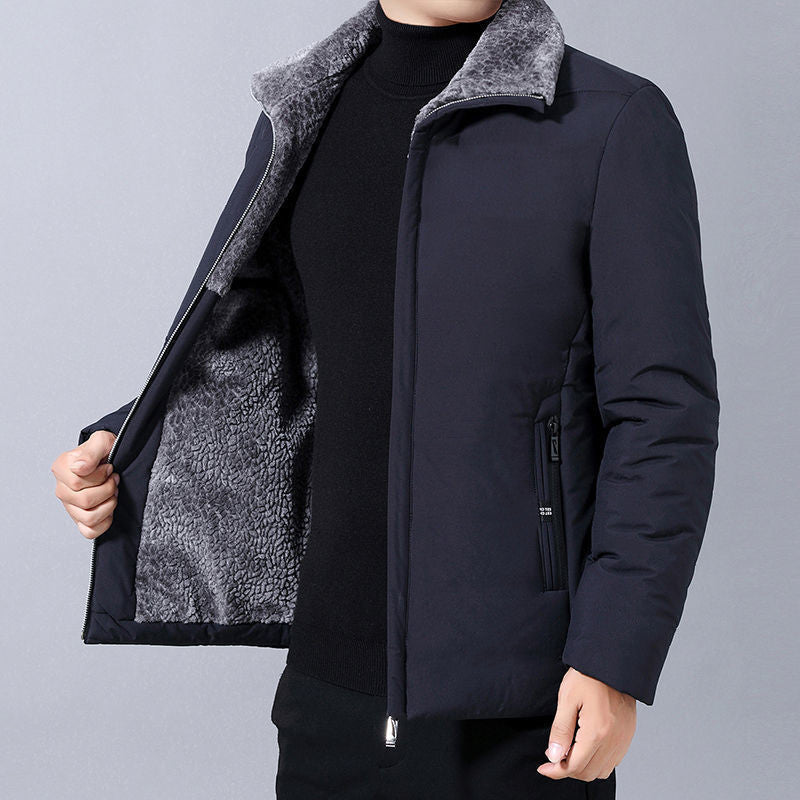 Mid-length Cotton-padded Coat For Middle-aged And Older Men