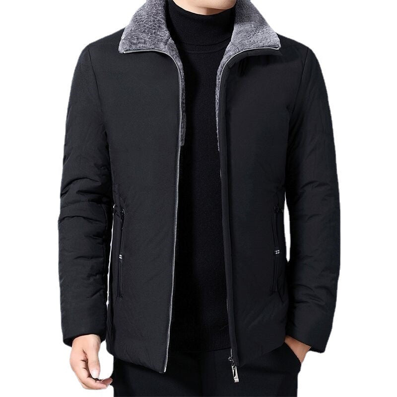 Mid-length Cotton-padded Coat For Middle-aged And Older Men