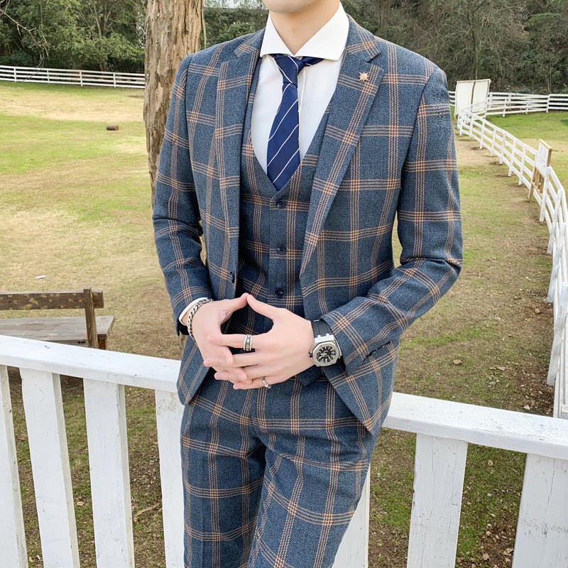 Mens 3-piece Suit In Korean And British Styles, Slim-fit