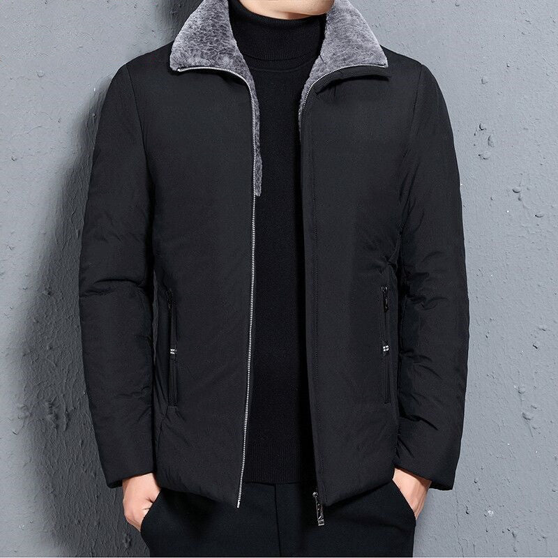 Mid-length Cotton-padded Coat For Middle-aged And Older Men