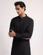 BLACK COTTON SEMI-FORMAL KURTA